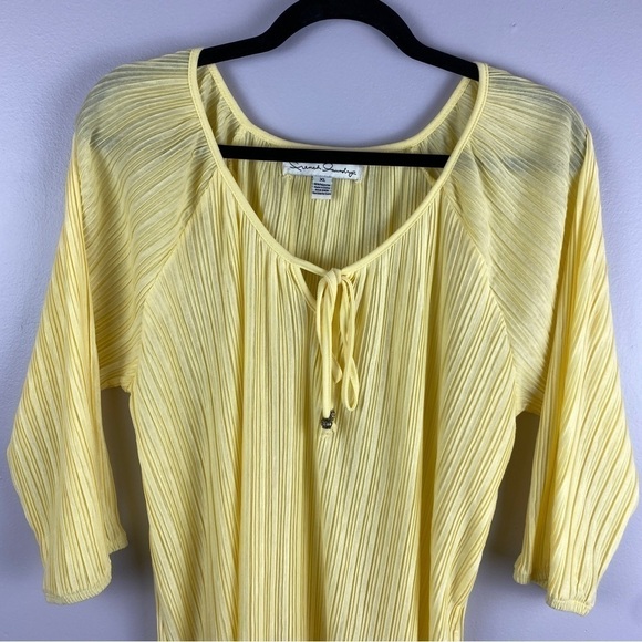 FRENCH Laundry Canary Yellow Boho Ribbed Top XL - Picture 3 of 9